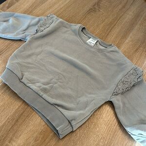 18-24 month grey toddler sweatshirt w/ eyelet details and slight balloon sleeve